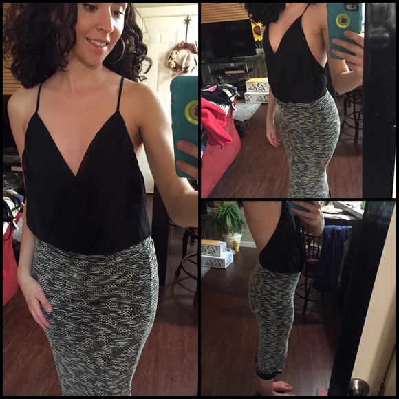 Black Chiffon Crossback Bodysuit - Picture 4 of 4