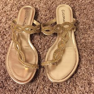 Slip-on, gold studded sandal