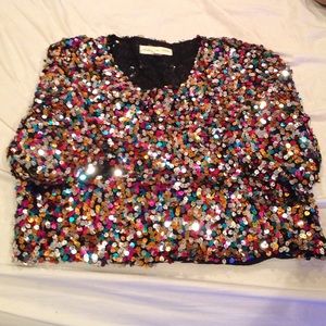 Cropped sequin top