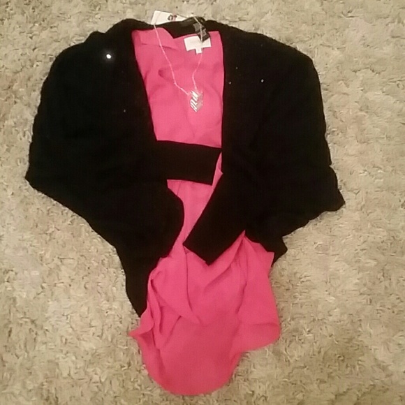 Black cable & Gauge shrug sweater