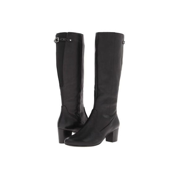 ROCKPORT Black Leather Knee-high Boots with Heel