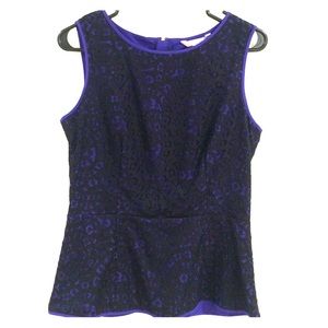Black & Purple Lace Peplum Top