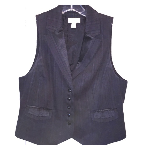 Ann Taylor Loft Dressy Black Pinstriped Vest