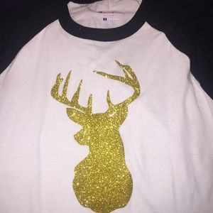 Custom hand made Sequins deer baseball shirt !