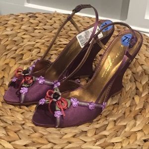 NWT! Never been worn! Purple Satin Slingbacks!