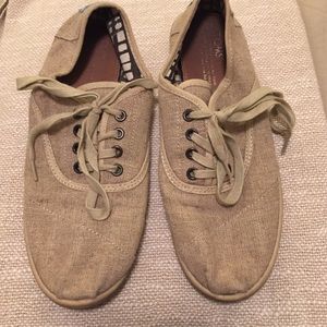 Toms Natural Burlap Cordones Lace-Up Sneaker Shoes