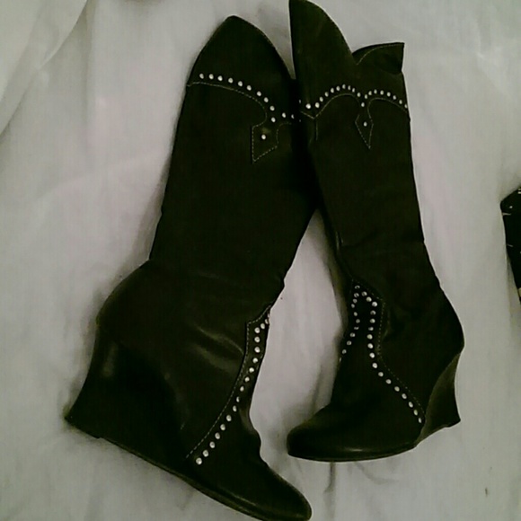 RAMPAGE Black wedge High Boots - Picture 1 of 4