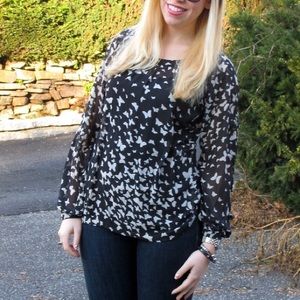 LC Lauren Conrad Tops - Black & White Butterfly Top LC Lauren Conrad Tops - Black & White Butterfly Top