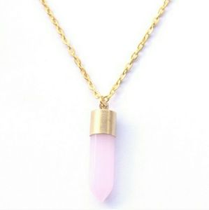 Pale Pink Crystal Quartz Necklace