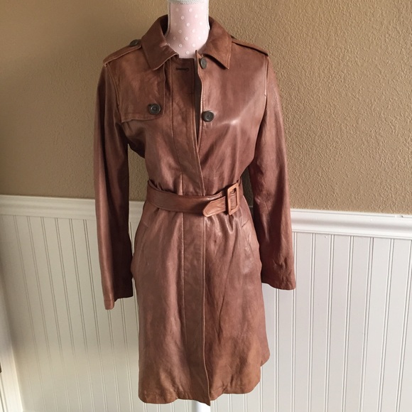 Gap Leather Coat Caramel Color