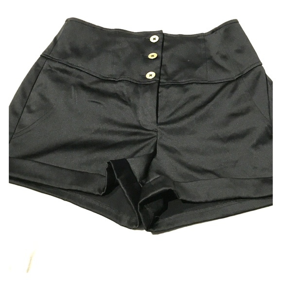 High waisted satin shorts