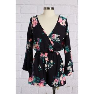 Floral Navy Blue Romper
