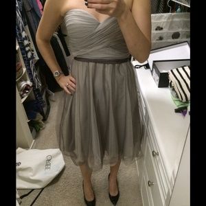 Grey strapless cocktail dress