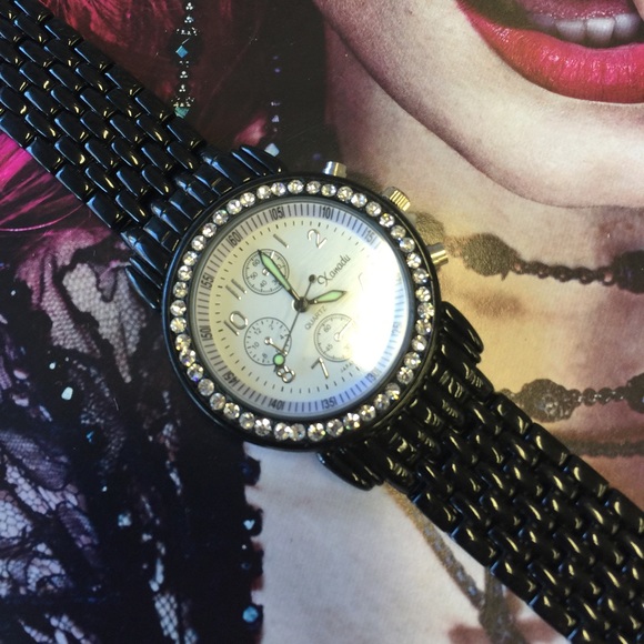 Jewelry - Black with rhinestone watch