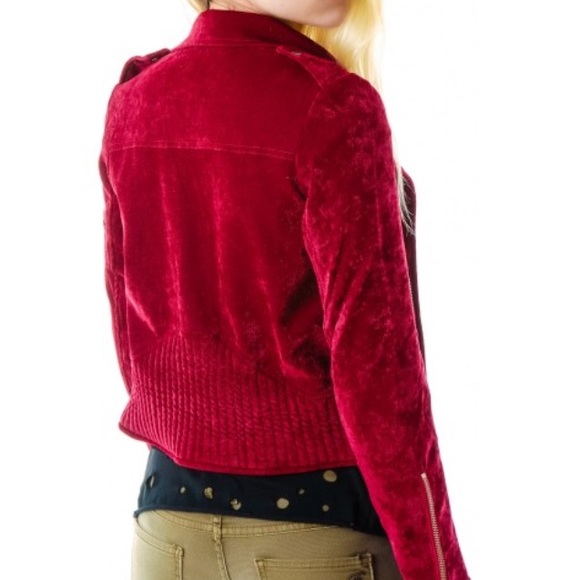 UNIF Sangre red velvet Moto jacket NWT - Picture 2 of 4