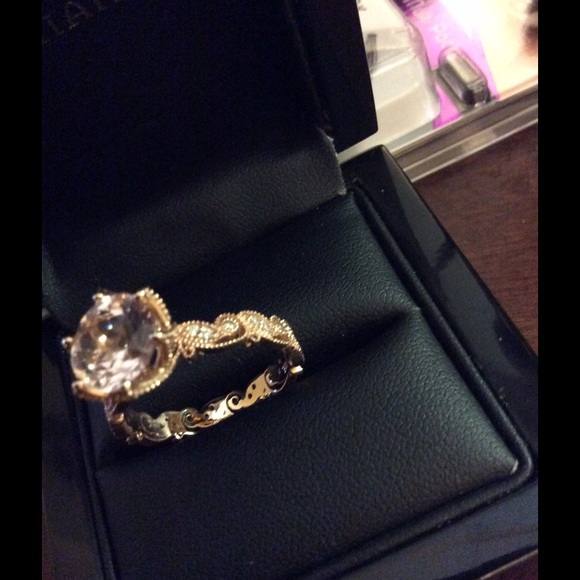 Huge morganite & diamond ring 14 karat rose gold - Picture 4 of 4