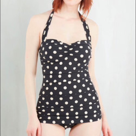 ModCloth Beach Bingo polka dot bathing suit
