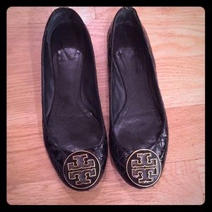 Tory Burch Patent Leather Quilted Flats Size 8.5