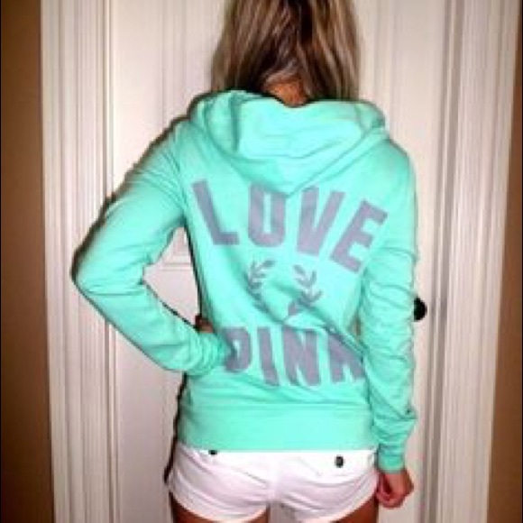VS PINK teal zip up hoodie