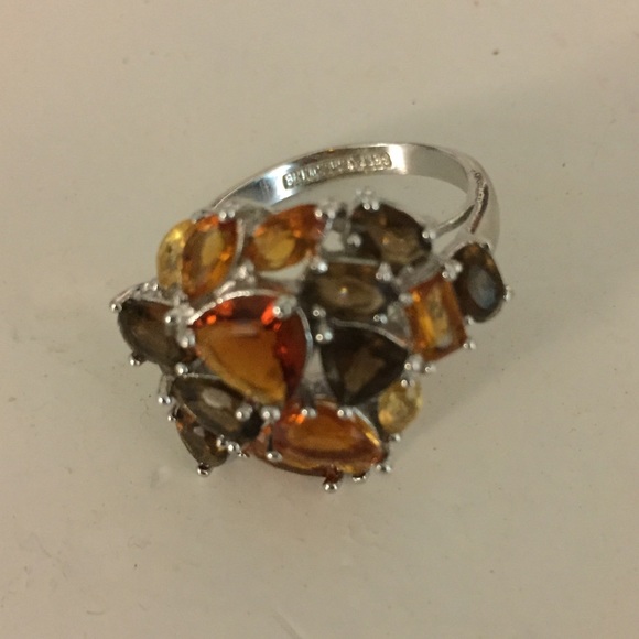 .925 Amber/silver ring size 9