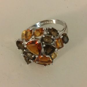 .925 Amber/silver ring size 9
