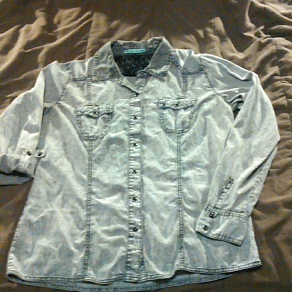 Faux "Acid Wash" Button-Down