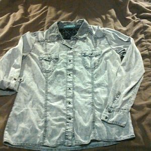 Faux "Acid Wash" Button-Down