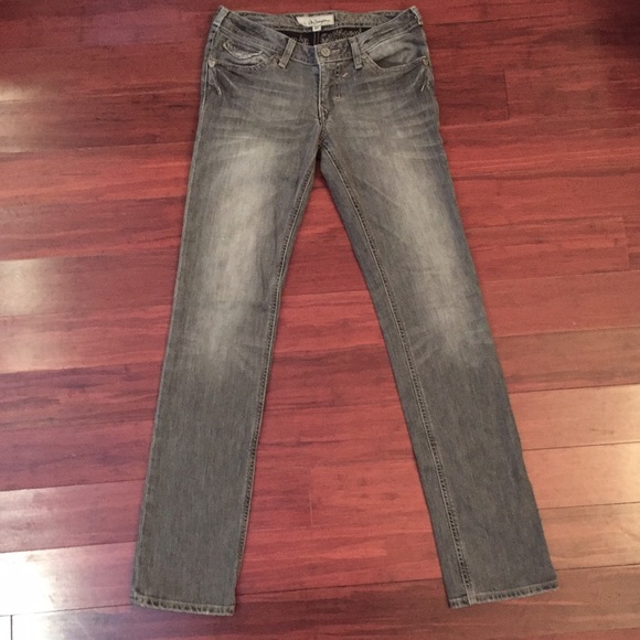 Grey Wash Boot Cut Jeans w/Rhinestone Pockets - Picture 3 of 4