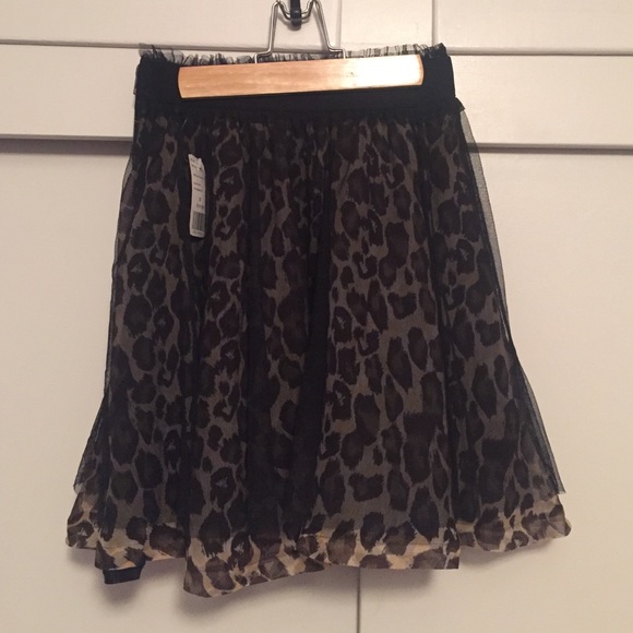 NWT Forever 21 leopard skirt sheer black small