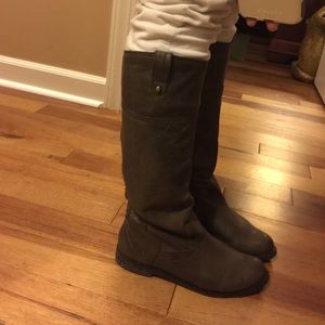 Grey Leather Boots