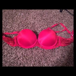 PINK Red sequin bra
