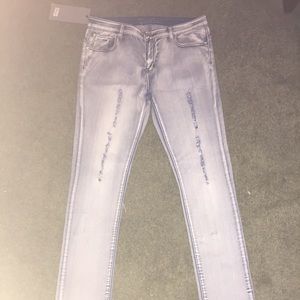 Fade wash new jeans.
