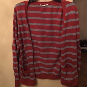 Dark pumpkin and grey striped cardigan