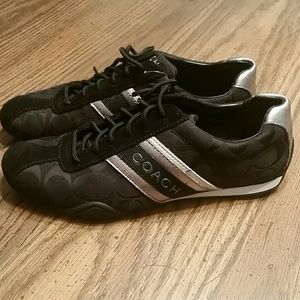 Black and silver Coach sneakers