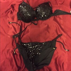 Size M VS black sequin bikini