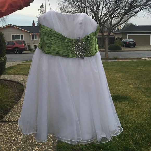 White and green dress