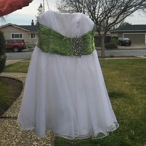 White and green dress