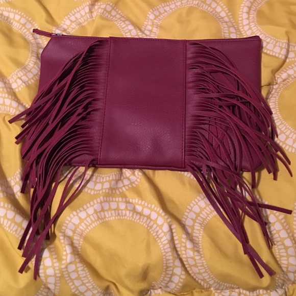 Garnet Fringe Clutch