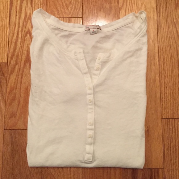 Gap 3/4 Sleeve Henley with Buttons (IVORY) S