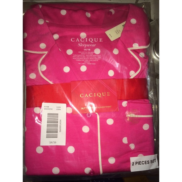 BNWT Awesome PJs! Pink with white polka dots!