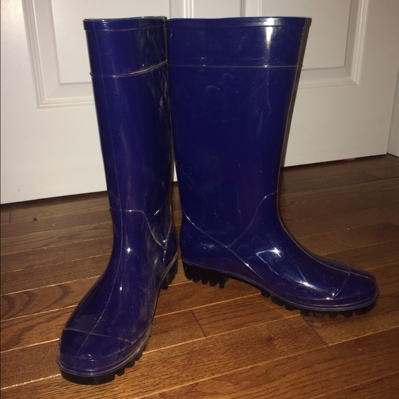Blue rain boots