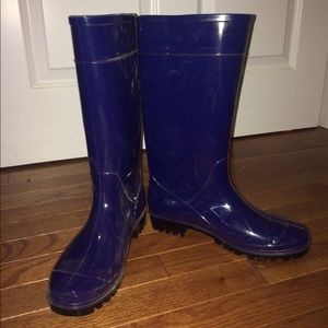 Blue rain boots