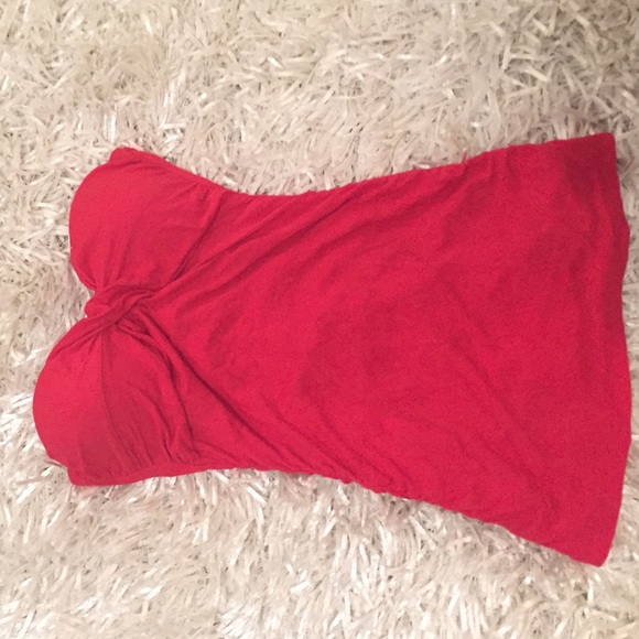 Strapless red top
