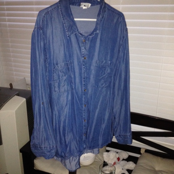 Ava & Viv Denim Button Up-High Low Top