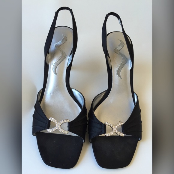 MIA Black Strappy Sandals with Silver Adornment
