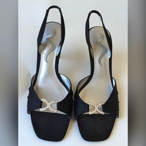 MIA Black Strappy Sandals with Silver Adornment