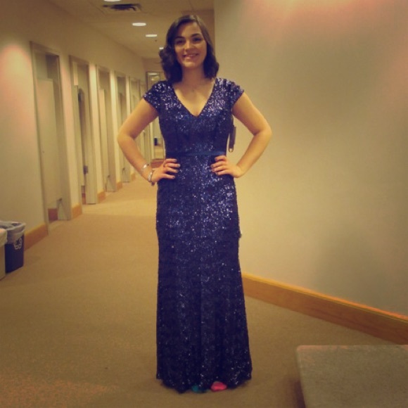 Cap-Sleeved Sequined Prom Dress