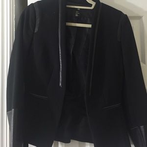 leather trimmed black blazer