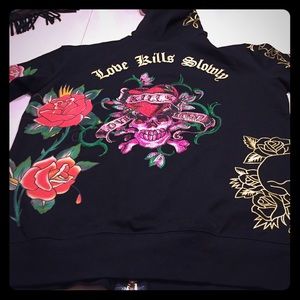 Ed hardy hoodie, three available (2 smalls, 1 XL)
