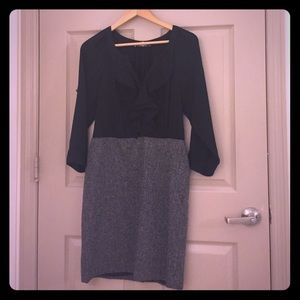 Loft dress - black 3/4 sleeve with grey wool skirt